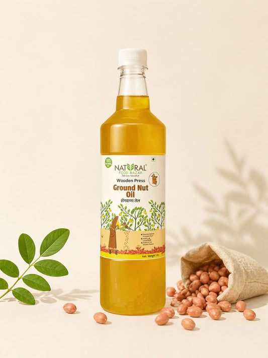 Natural Groundnut Wooden Cold Pressed Oil | शेंगदाणे तेल | Natural Food Bazzar®