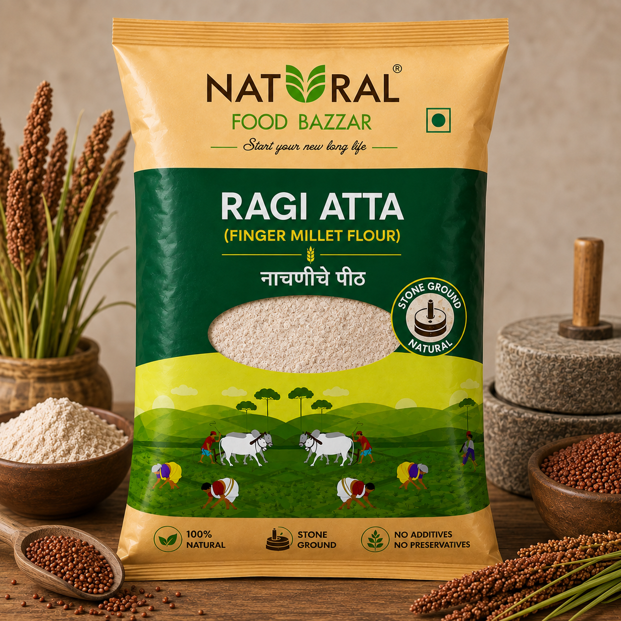 Natural Ragi Atta (Finger Millet Flour) | नाचणीचे पीठ | Natural Food Bazzar®