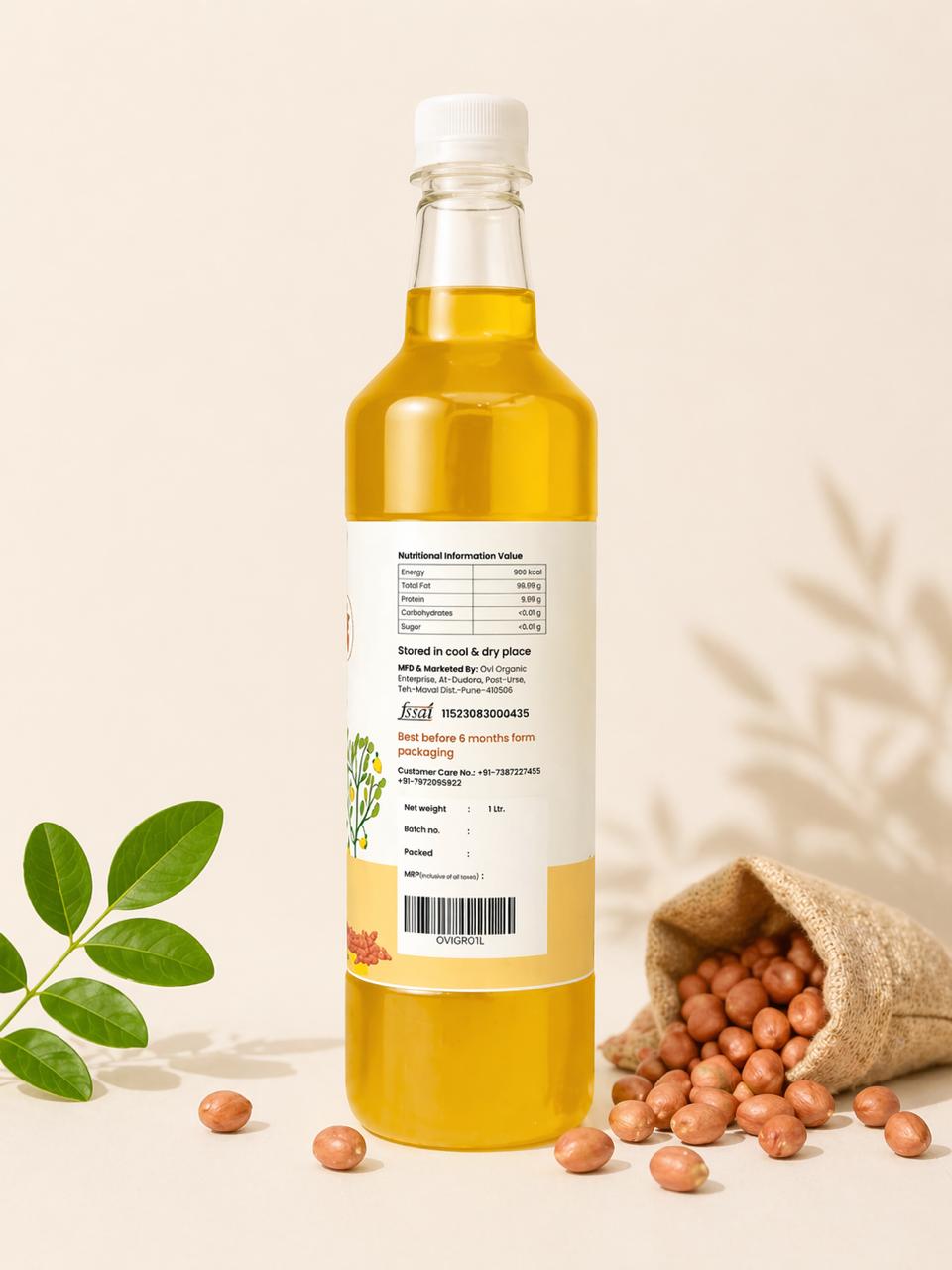 Natural Groundnut Wooden Cold Pressed Oil | शेंगदाणे तेल | Natural Food Bazzar®