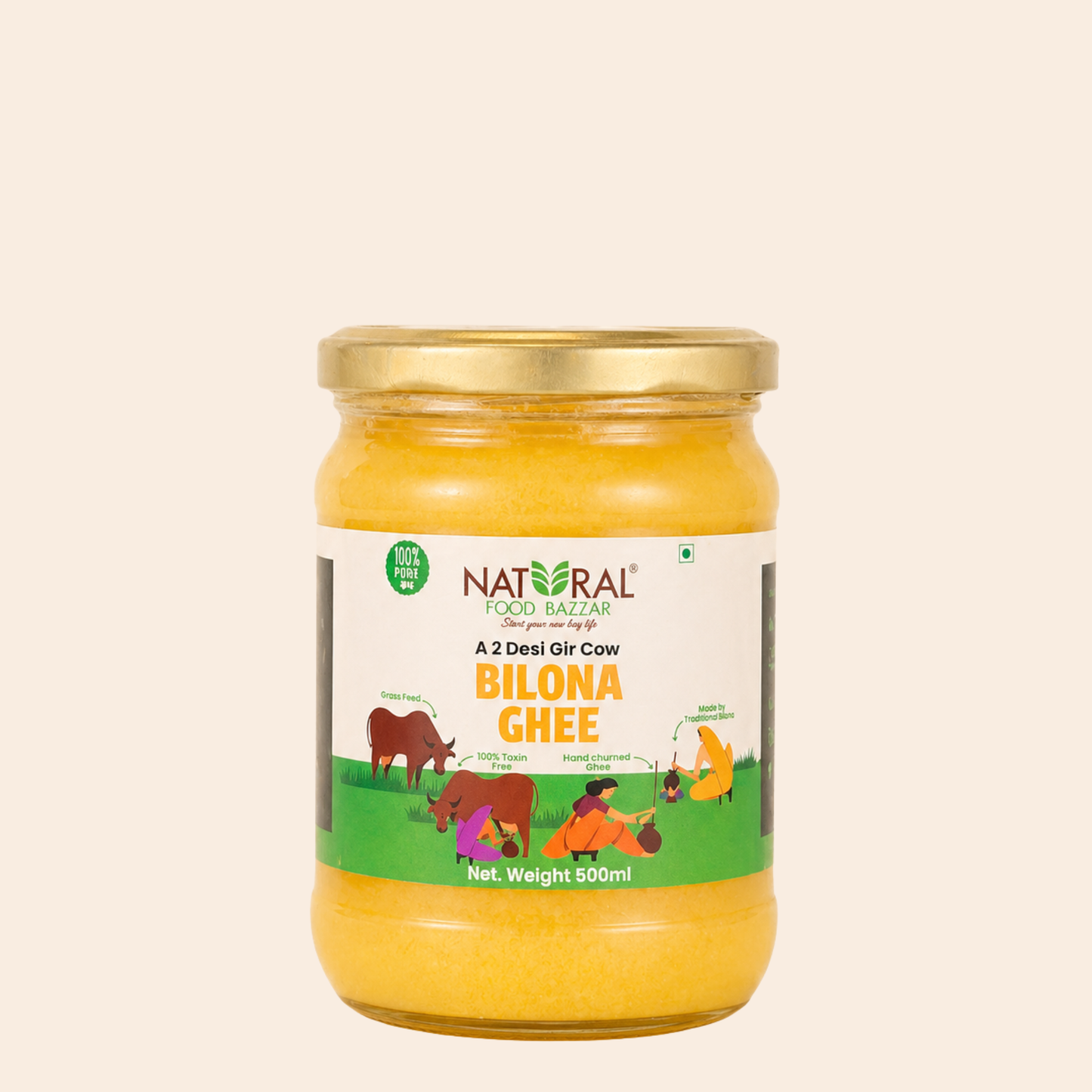 Natural A2 Desi Gir Cow Bilona Ghee | गीर गाईचे तूप | Natural Food Bazzar®