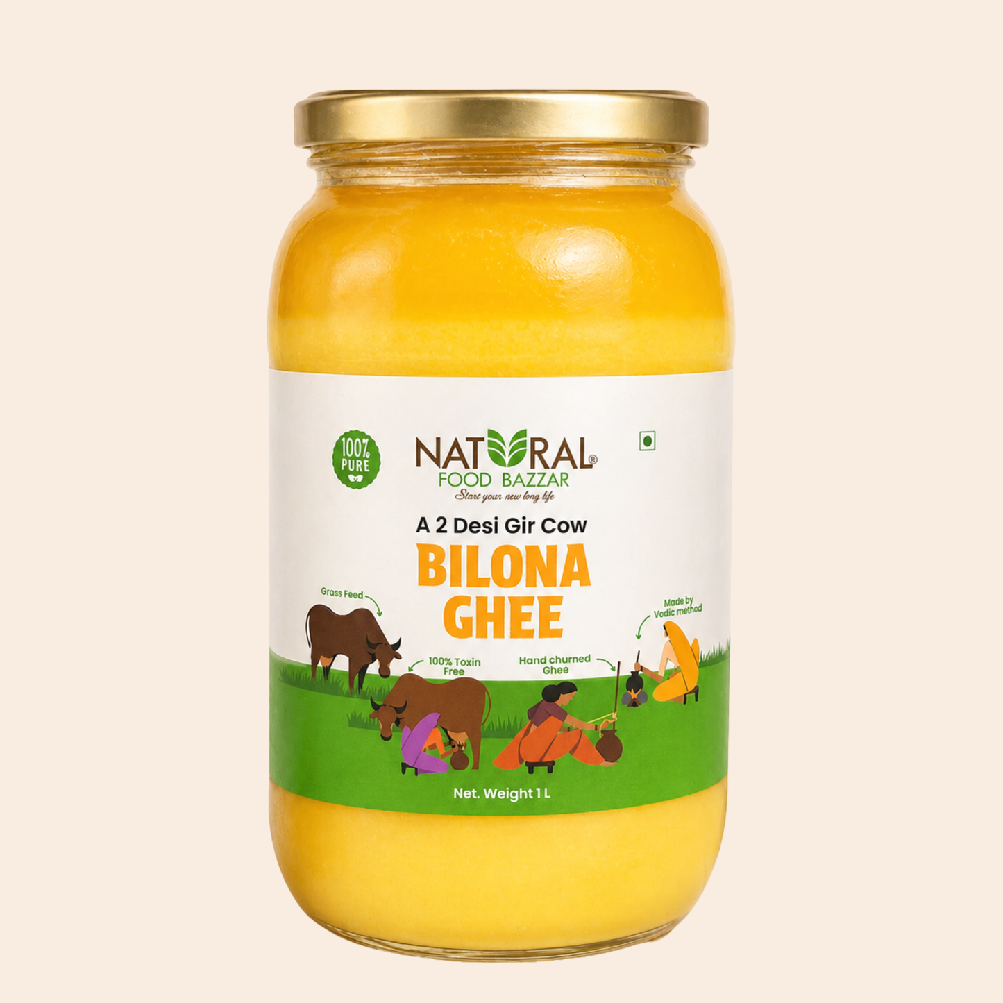 Natural A2 Desi Gir Cow Bilona Ghee | गीर गाईचे तूप | Natural Food Bazzar®