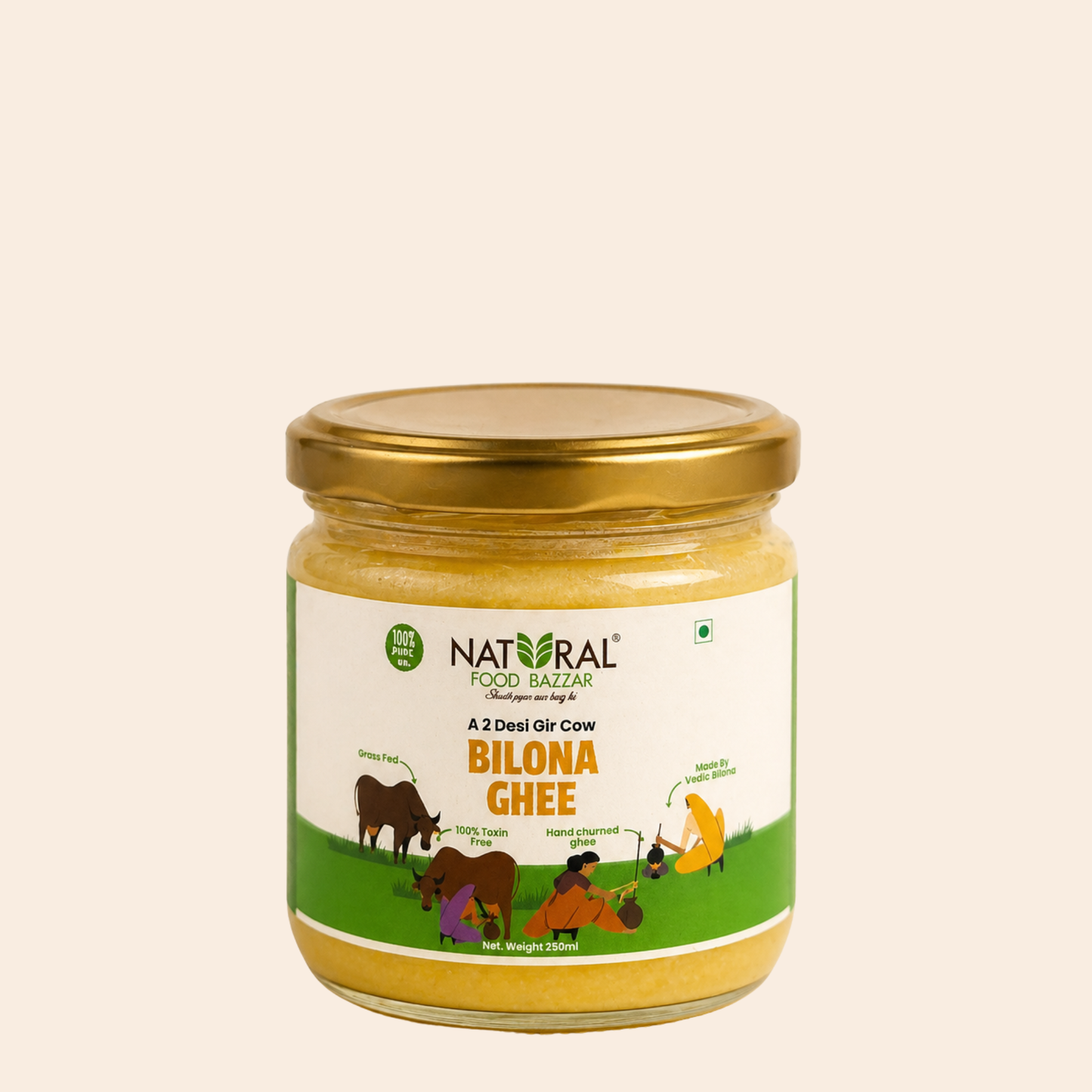 Natural A2 Desi Gir Cow Bilona Ghee | गीर गाईचे तूप | Natural Food Bazzar®