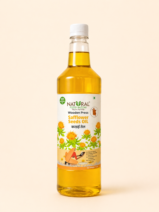 Natural Safflower Wooden Cold Pressed Oil | करडई तेल | Natural Food Bazzar®