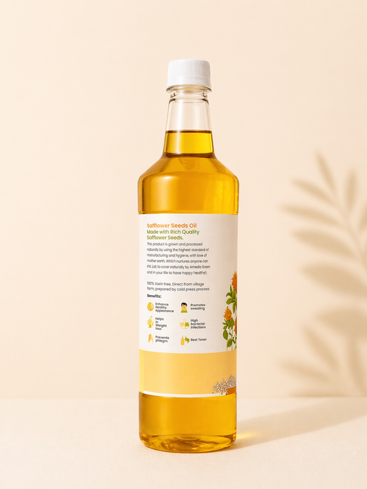 Natural Safflower Wooden Cold Pressed Oil | करडई तेल | Natural Food Bazzar®