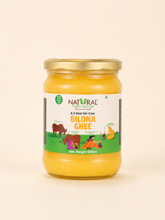 Natural A2 Desi Gir Cow Bilona Ghee 500 ML | गीर गाईचे तूप | Natural Food Bazzar®