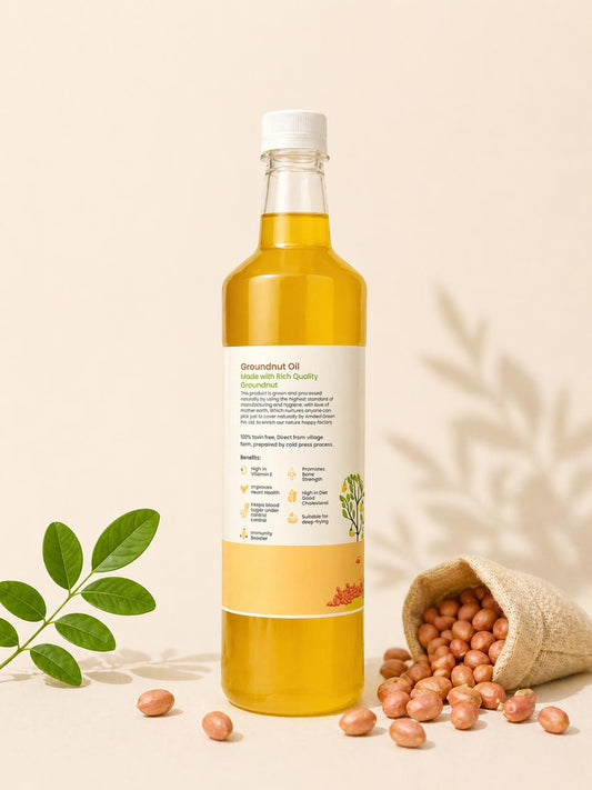 Natural Groundnut Wooden Cold Pressed Oil | शेंगदाणे तेल | Natural Food Bazzar®