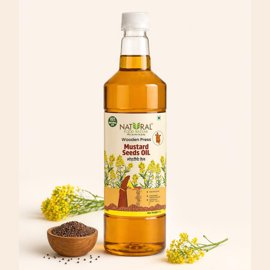 Natural Mustard Wooden Cold Pressed Oil | मोहरी तेल | Natural Food Bazzar®