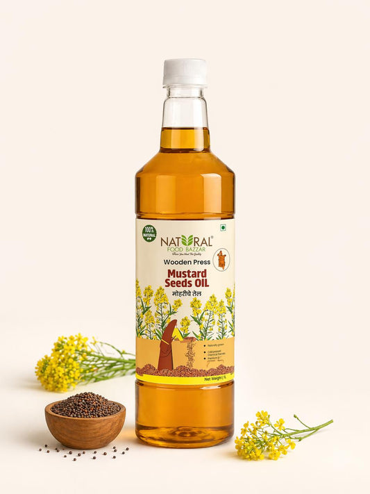 Natural Mustard Wooden Cold Pressed Oil | मोहरी तेल | Natural Food Bazzar®
