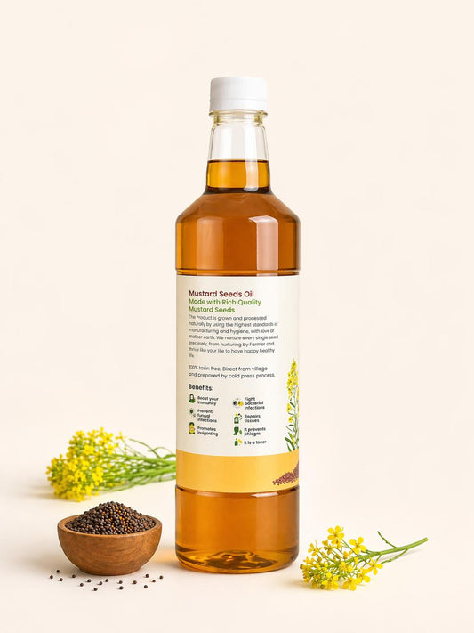 Natural Mustard Wooden Cold Pressed Oil | मोहरी तेल | Natural Food Bazzar®