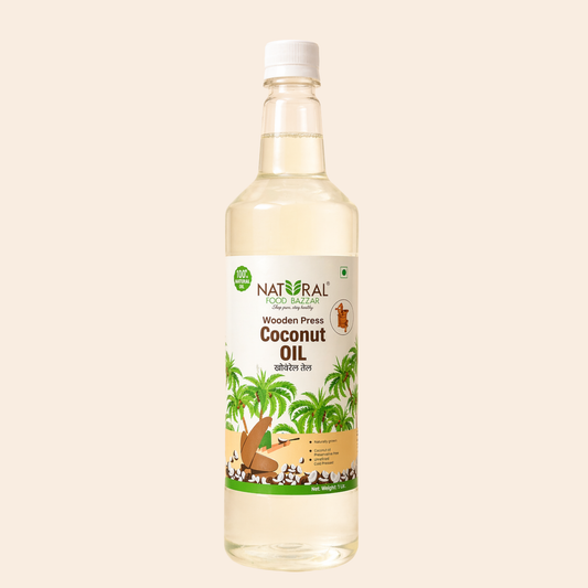 Natural Coconut Wooden Cold Pressed Oil | नारळ (खोबरेल) तेल | Natural Food Bazzar®