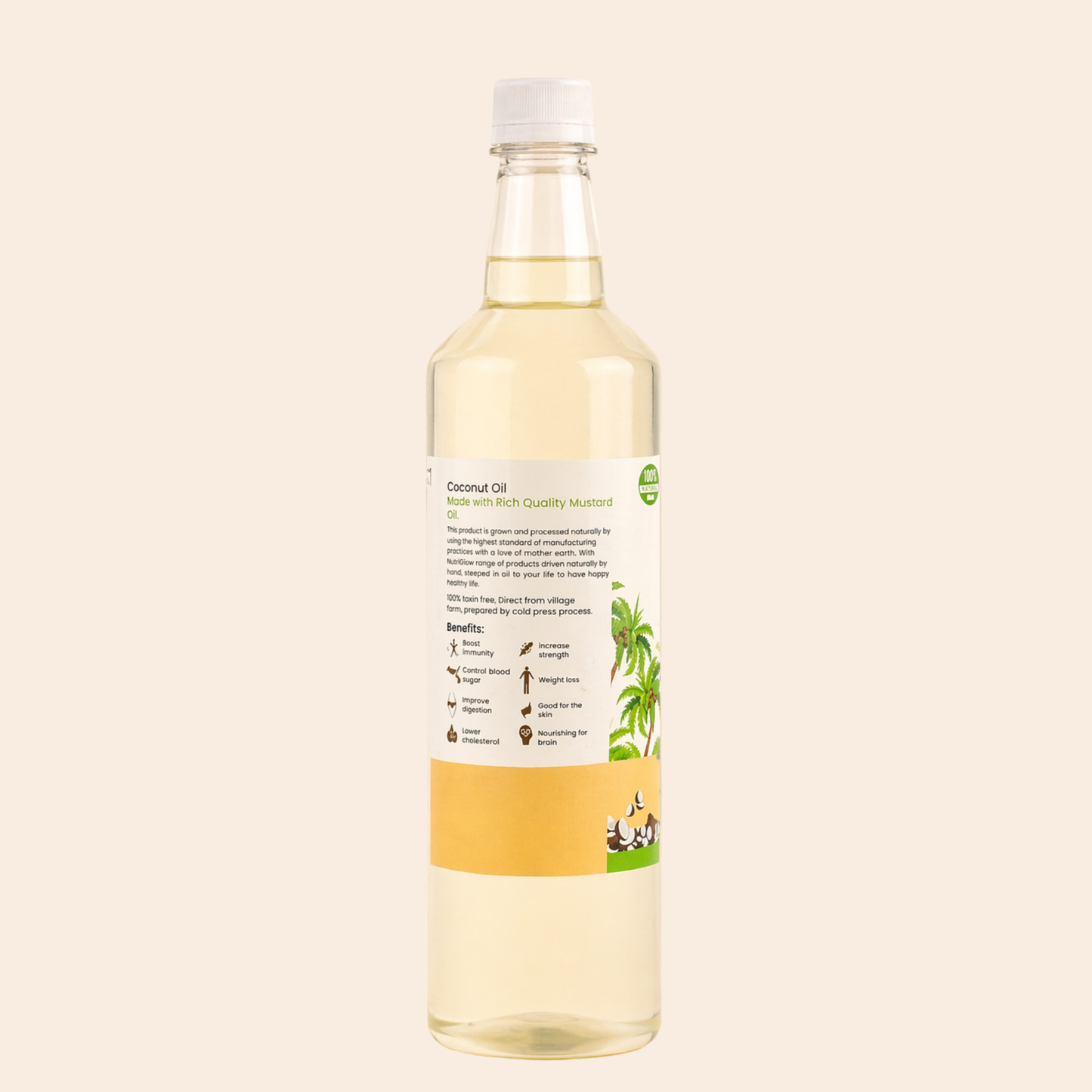 Natural Coconut Wooden Cold Pressed Oil | नारळ (खोबरेल) तेल | Natural Food Bazzar®