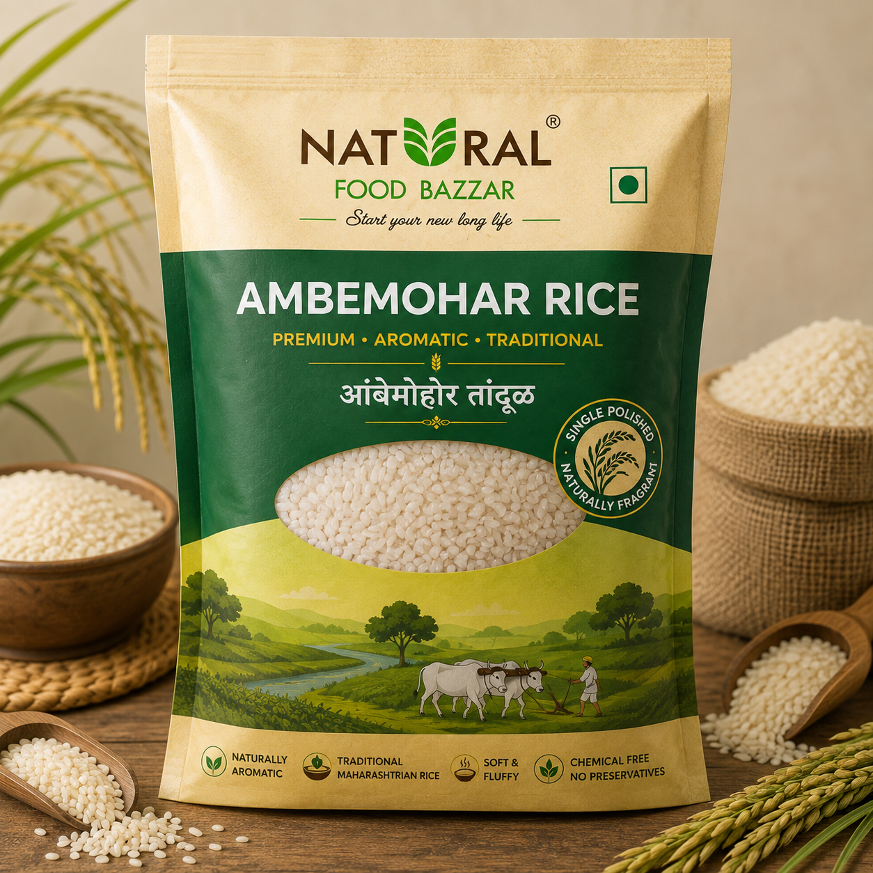 Natural Ambemohar Rice | आंबेमोहोर तांदूळ | Natural Food Bazzar®