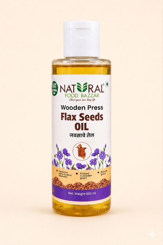 Natural Flax Seeds Cold Pressed Oil | जवसाचे तेल | Natural Food Bazzar®
