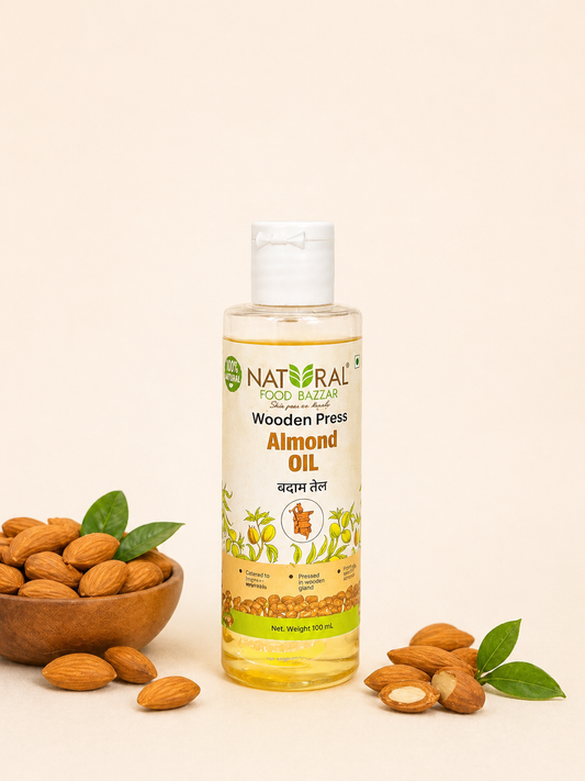 Natural Almond Wooden Cold Pressed Oil | बादाम तेल | Natural Food Bazzar®