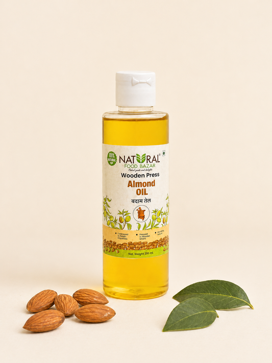 Natural Almond Wooden Cold Pressed Oil | बादाम तेल | Natural Food Bazzar®