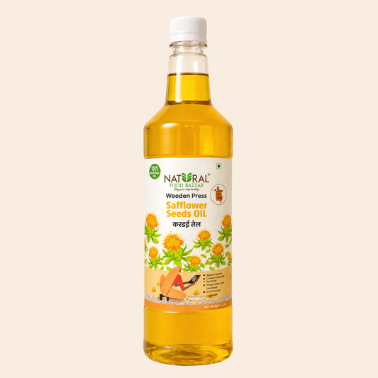 Natural Safflower Wooden Cold Pressed Oil | करडई तेल | Natural Food Bazzar®