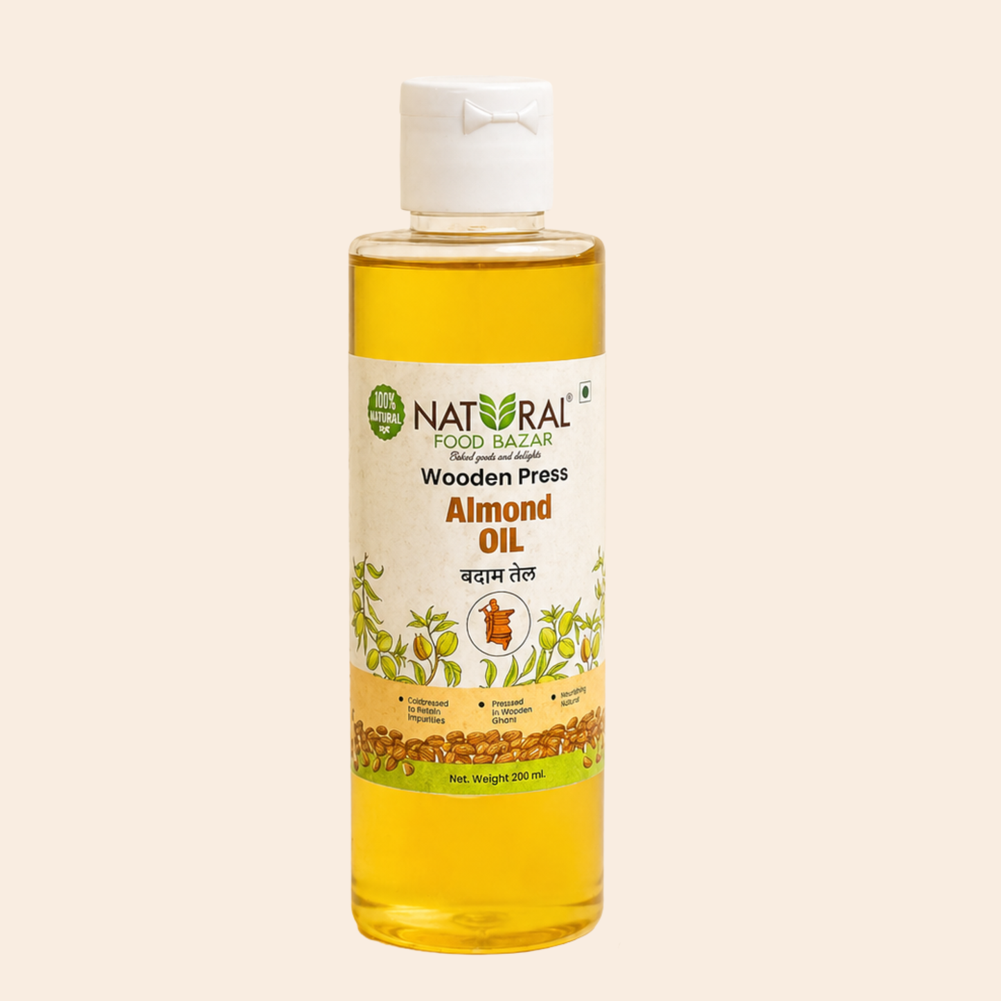Natural Almond Wooden Cold Pressed Oil | बादाम तेल | Natural Food Bazzar®