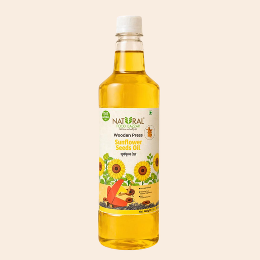 Natural Sunflower Wooden Cold Pressed Oil | सूर्यफूल तेल | Natural Food Bazzar®