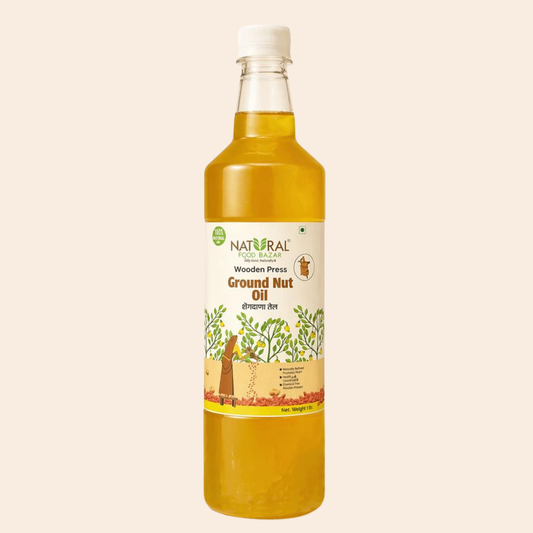 Natural Groundnut Wooden Cold Pressed Oil | शेंगदाणे तेल | Natural Food Bazzar®